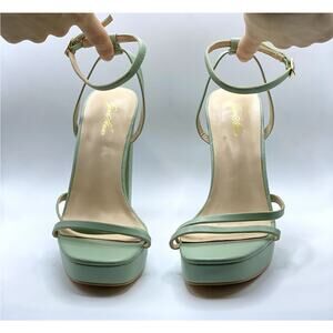 Pastelgoth Dollette Platform Pastel Green Strappy Y2K Style Pumps